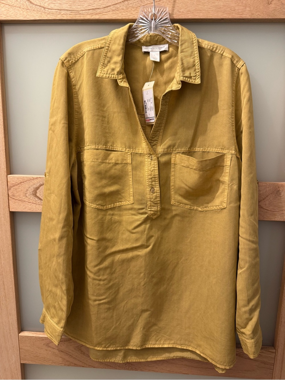 Christopher & Banks Mustard Yellow Collared Utility Shirt